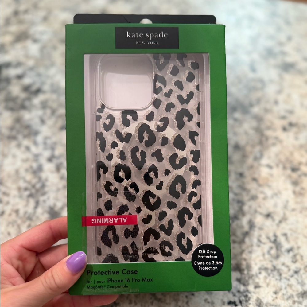 Kate Spade Leopard Print iPhone 16 Pro Max Case - Black and White